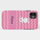 Persoonlijke naam bunny roze chevrons Case-Mate iPhone case (Achterkant (horizontaal))