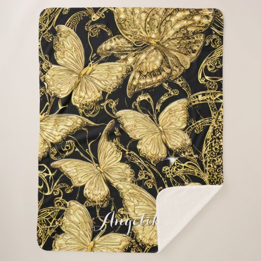 Persoonlijke naam Butterfly Sherpa Deken (Voorkant)