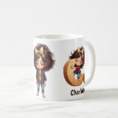 Persoonlijke naam & C Slaperige ochtend geruite ka Koffiemok (Voorkant rechts)