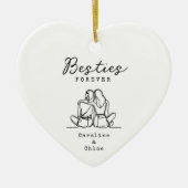 Persoonlijke naam cadeau beste vrienden lijnkunst keramisch ornament (Voorkant)