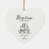 Persoonlijke naam cadeau beste vrienden lijnkunst keramisch ornament (Achterkant)