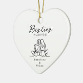 Persoonlijke naam cadeau beste vrienden lijnkunst keramisch ornament (Links)