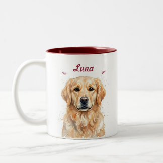 Persoonlijke naam cadeau voor Golden Retriever hon Tweekleurige Koffiemok