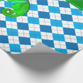 Persoonlijke naam chameleon blue argyle cadeaupapier (Hoek)