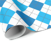 Persoonlijke naam chameleon blue argyle cadeaupapier (Rol Hoek)