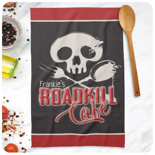 Persoonlijke naam Cheeky Roadkill Cafe Diner Theedoek