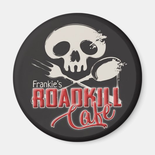 Persoonlijke naam Cheeky Roadkill Cafe Kitchen Magneet (Voorkant)