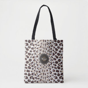 Persoonlijke naam Cheetah Print Animal Pattern Tote Bag
