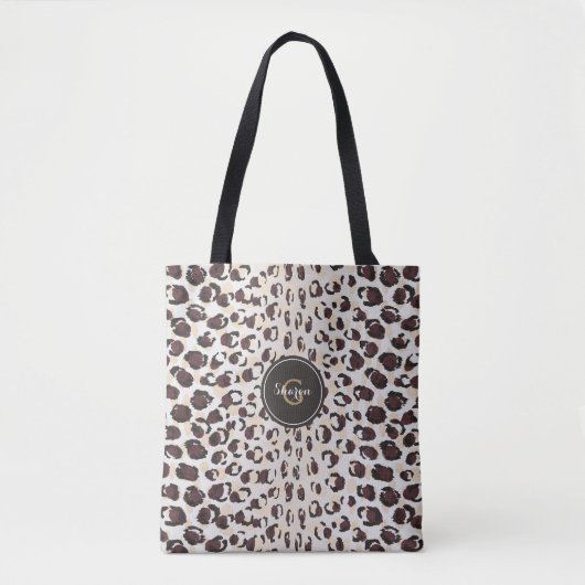 Persoonlijke naam Cheetah Print Animal Pattern Tote Bag (Voorkant)