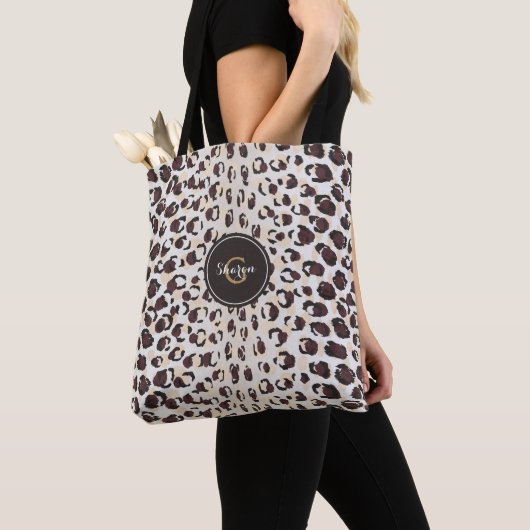 Persoonlijke naam Cheetah Print Animal Pattern Tote Bag (Dichtbij)