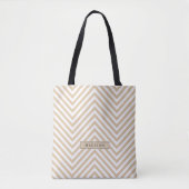 Persoonlijke naam chic beige Chevron Tote Bag (Voorkant)