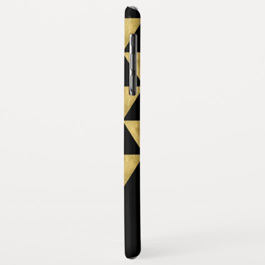 Persoonlijke naam Chic Black Faux Gold-driehoek Case-Mate iPhone Case (Achterkant/links)
