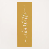 Persoonlijke naam Chic Calligraphy Mustard Yellow Yogamat (Voorkant)