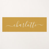 Persoonlijke naam Chic Calligraphy Mustard Yellow Yogamat (Voorkant (horizontaal))