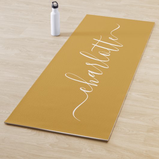 Persoonlijke naam Chic Calligraphy Mustard Yellow Yogamat (In situ)