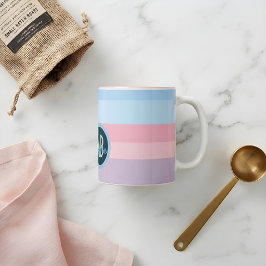 Persoonlijke naam chic pastel gestreepte roze en b tweekleurige koffiemok