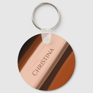 Persoonlijke naam chocolade toffee taupe sleutelhanger
