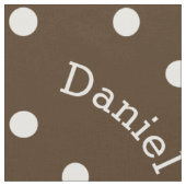 Persoonlijke naam Chocolate Brown Polka Dot Stof (Close Up)