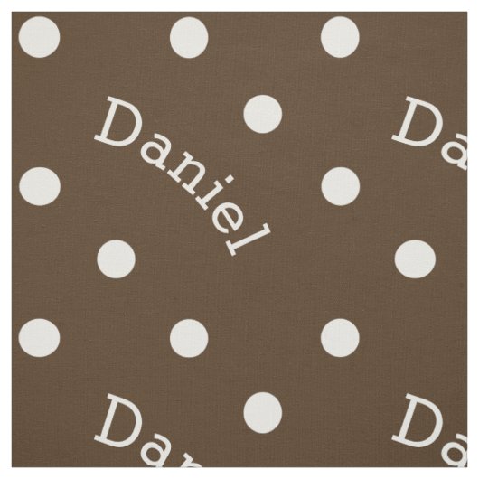 Persoonlijke naam Chocolate Brown Polka Dot Stof (Swatch)