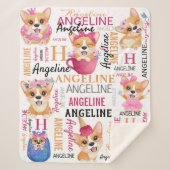Persoonlijke naam Collage Corgi Dogs Sherpa Deken (Voorkant)