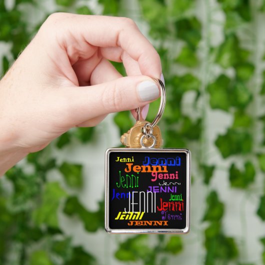 Persoonlijke naam Colorful Collage Sleutelhanger (Hand)