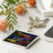 Persoonlijke naam Colorful Collage Sleutelhanger (Zijkant)