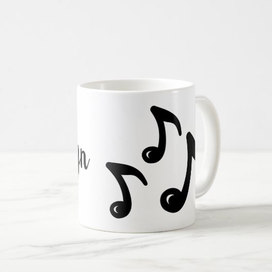 Persoonlijke naam Cool Musical Notes Koffiemok (Voorkant rechts)