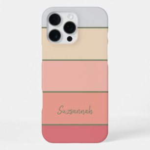 Persoonlijke naam Coral Stripe Color Palette Chip iPhone 16 Pro Max Hoesje