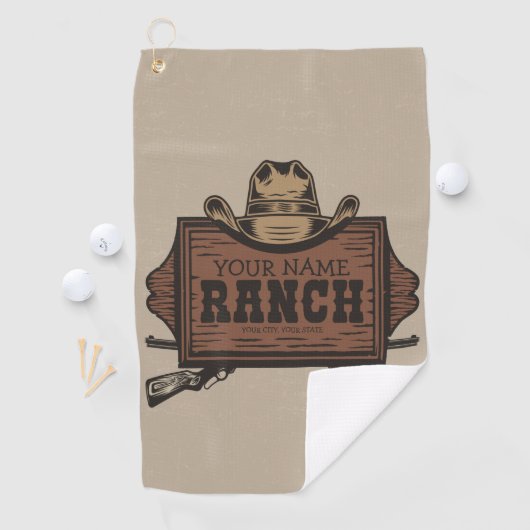 Persoonlijke naam Cowboy Pistolen Westerne Ranch S Golfhanddoek (Insitu)