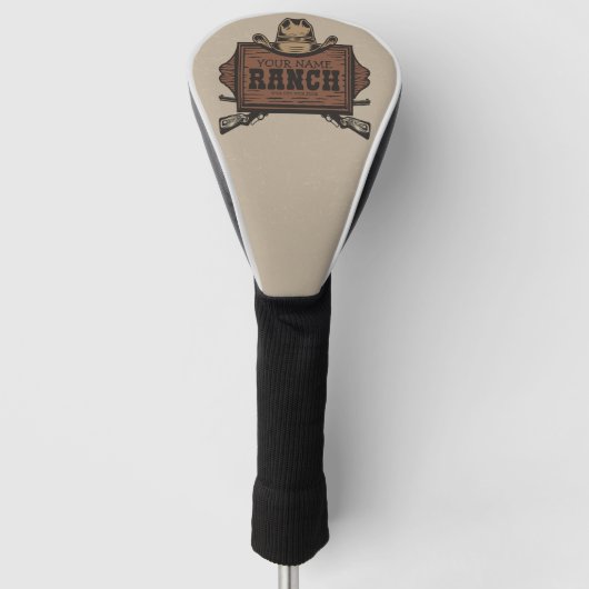 Persoonlijke naam Cowboy Pistolen Westerne Ranch S Golfheadcover (Voorkant)