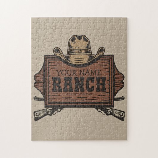 Persoonlijke naam Cowboy Pistolen Westerne Ranch S Legpuzzel (Verticaal)
