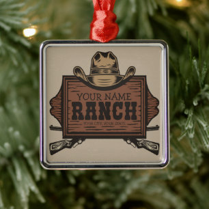 Persoonlijke naam Cowboy Pistolen Westerne Ranch S Metalen Ornament