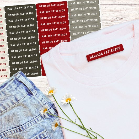 Persoonlijke naam Cream Olive Red Gray Labels