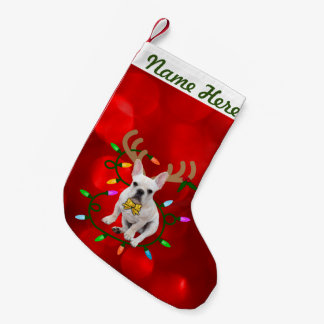 Persoonlijke naam Creamie Frenchie Kerstmis Kleine Kerstsok