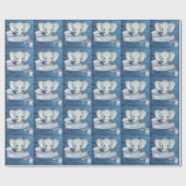 Persoonlijke naam Cute Baby Boy Elephant Blue Wood Cadeaupapier (Vlak)