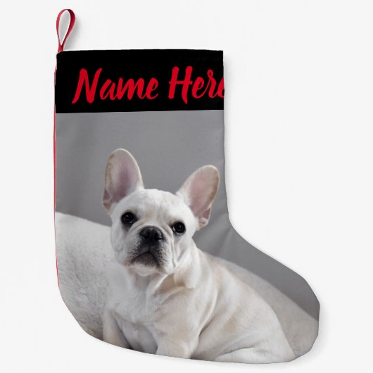 Persoonlijke naam Cute Creamie Frenchie Kleine Kerstsok (Voorkant)