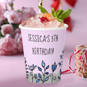 Persoonlijke naam Cute Grijs Blauw & Paarse Bloeme Papieren Bekers