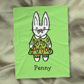 Persoonlijke naam Cute Konijn Illustratie Fleece Deken
