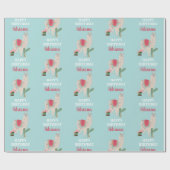 Persoonlijke naam Cute Llama Cactus Birthday Cadeaupapier (Vlak)