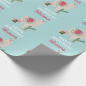 Persoonlijke naam Cute Llama Cactus Birthday Cadeaupapier (Hoek)