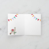 Persoonlijke naam Cute Llama Cactus Birthday Kaart (Binnen)