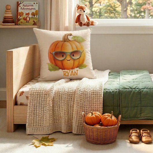 Persoonlijke naam Cute Orange Pompoen Worp Kussen