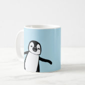 Persoonlijke naam Cute Peeking Penguin blue Koffiemok (Voorkant links)