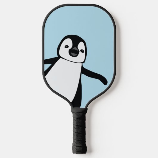 Persoonlijke naam Cute Peeking Penguin blue Pickleball Paddle (Voorkant)