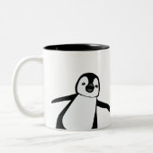 Persoonlijke naam Cute Peeking Penguin Holiday Tweekleurige Koffiemok (Links)