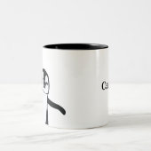 Persoonlijke naam Cute Peeking Penguin Holiday Tweekleurige Koffiemok (Center)