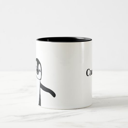 Persoonlijke naam Cute Peeking Penguin Holiday Tweekleurige Koffiemok (Center)