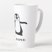 Persoonlijke naam Cute Peeking Penguin Latte Mok (Rechterhoek)