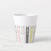 Persoonlijke naam Cute Retro Colorful Llamas Latte Mok (Voorkant)