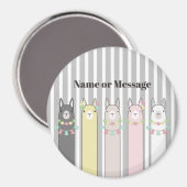 Persoonlijke naam Cute Retro Colorful Llamas Magneet (Voorkant / Achterkant)